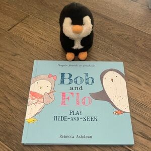 Bob and Flo Play Hide-And-Seek Book + Penguin Stuffed Animal 5”